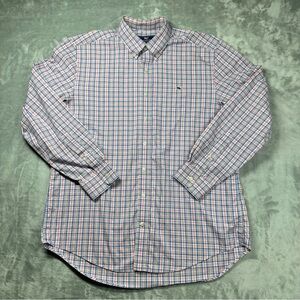 Vineyard Vines Slim Fit Whale Shirt Plaid Button Down Pink Blue Large
